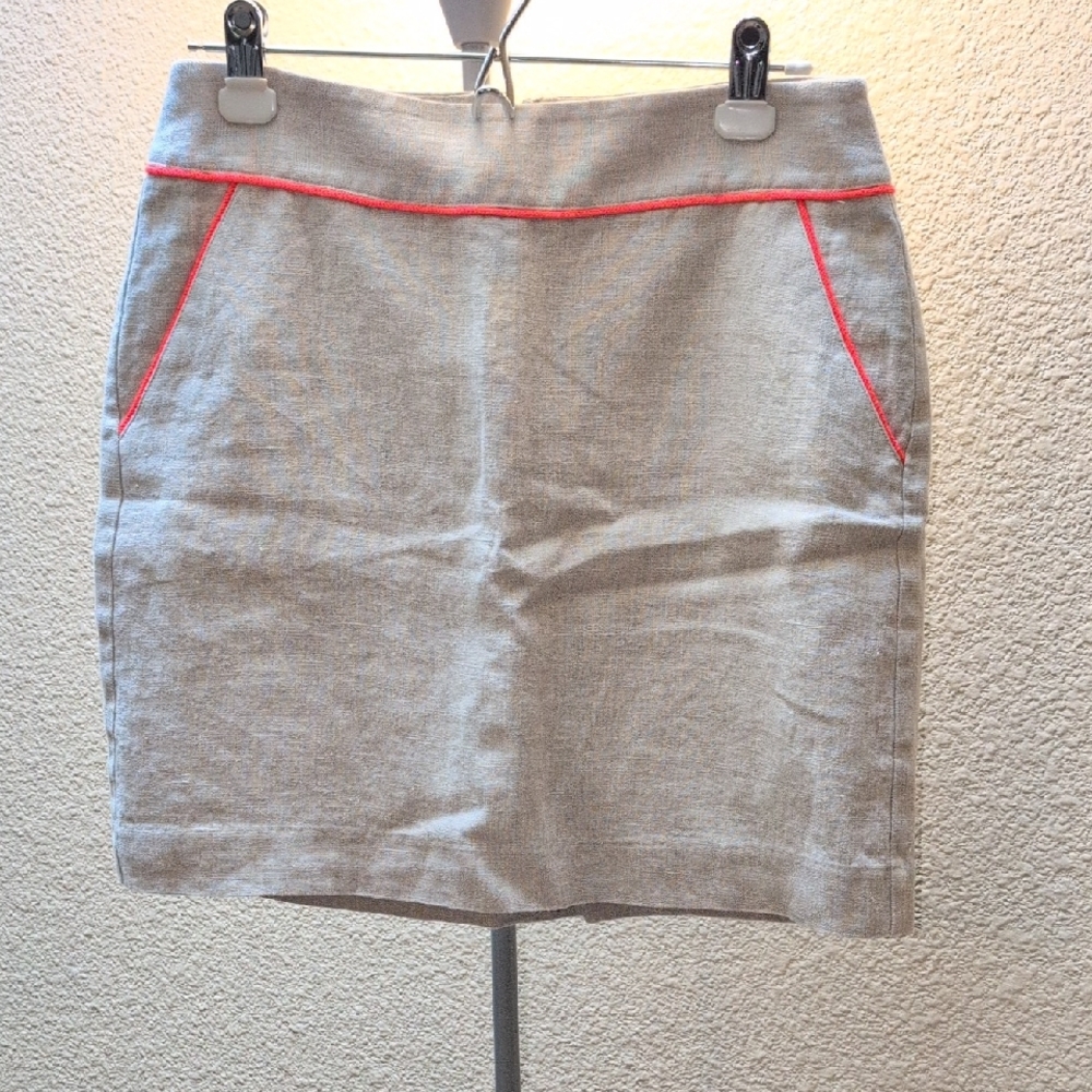 LOFT Beige Mini Skirt with Orange Trim